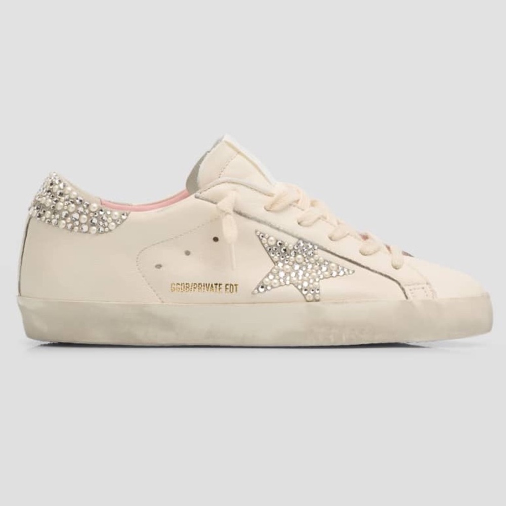 BNIB Golden Goose Superstar Sneakers with Faux Pearls & Swarovski Crystals